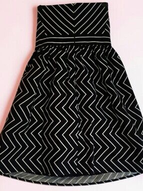 Nadia Nour For Anthropologie Mini Dress Sz 6 Black/White Chevron 100% Cotton